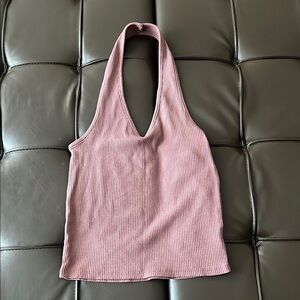 American Eagle Mauve Ribbed Halter Top